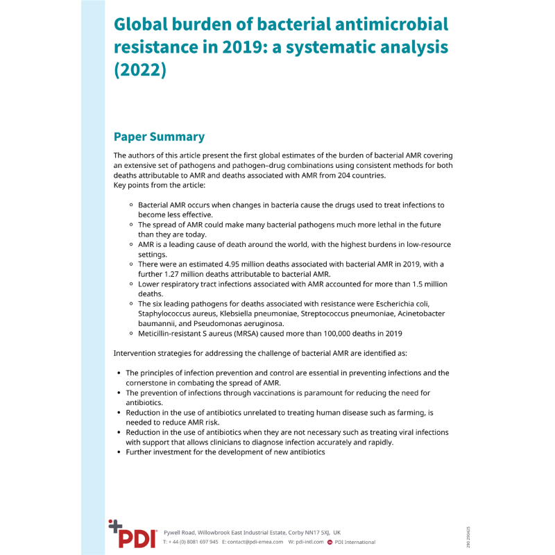 Global burden of bacterial antimicrobial resistance in 2019: a systematic analysis (2022)