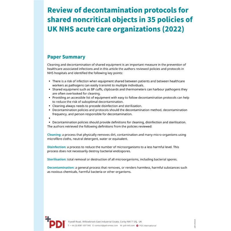 Review of decontamination protocols for shared noncritical objects in 35 policies of UK NHS acute care organizations (2022)