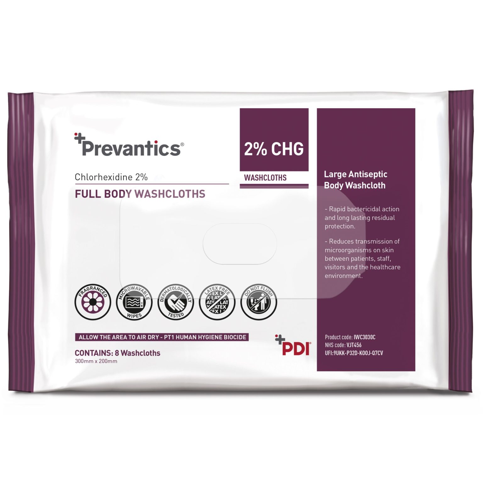 Prevantics® 2 CHG full Body Washcloths PDI International