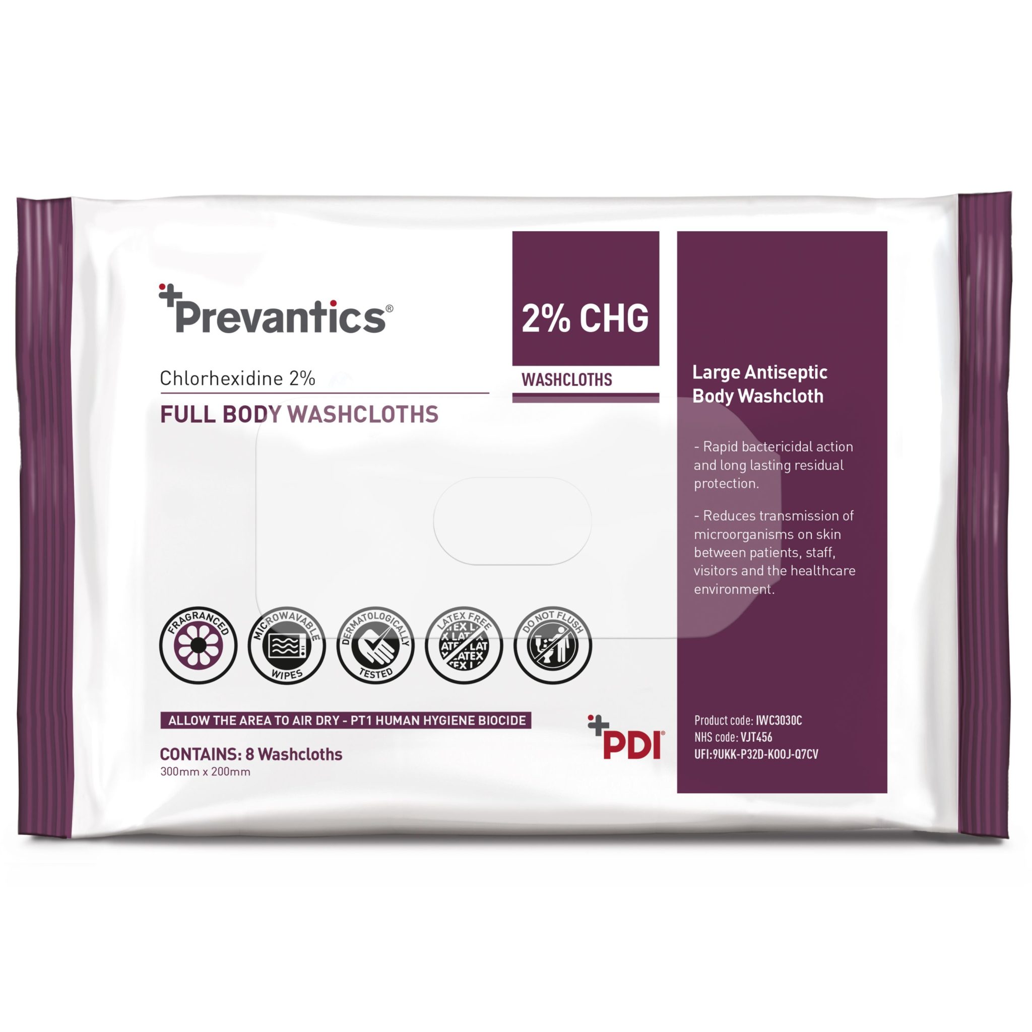 Prevantics® 2 CHG full Body Washcloths PDI International