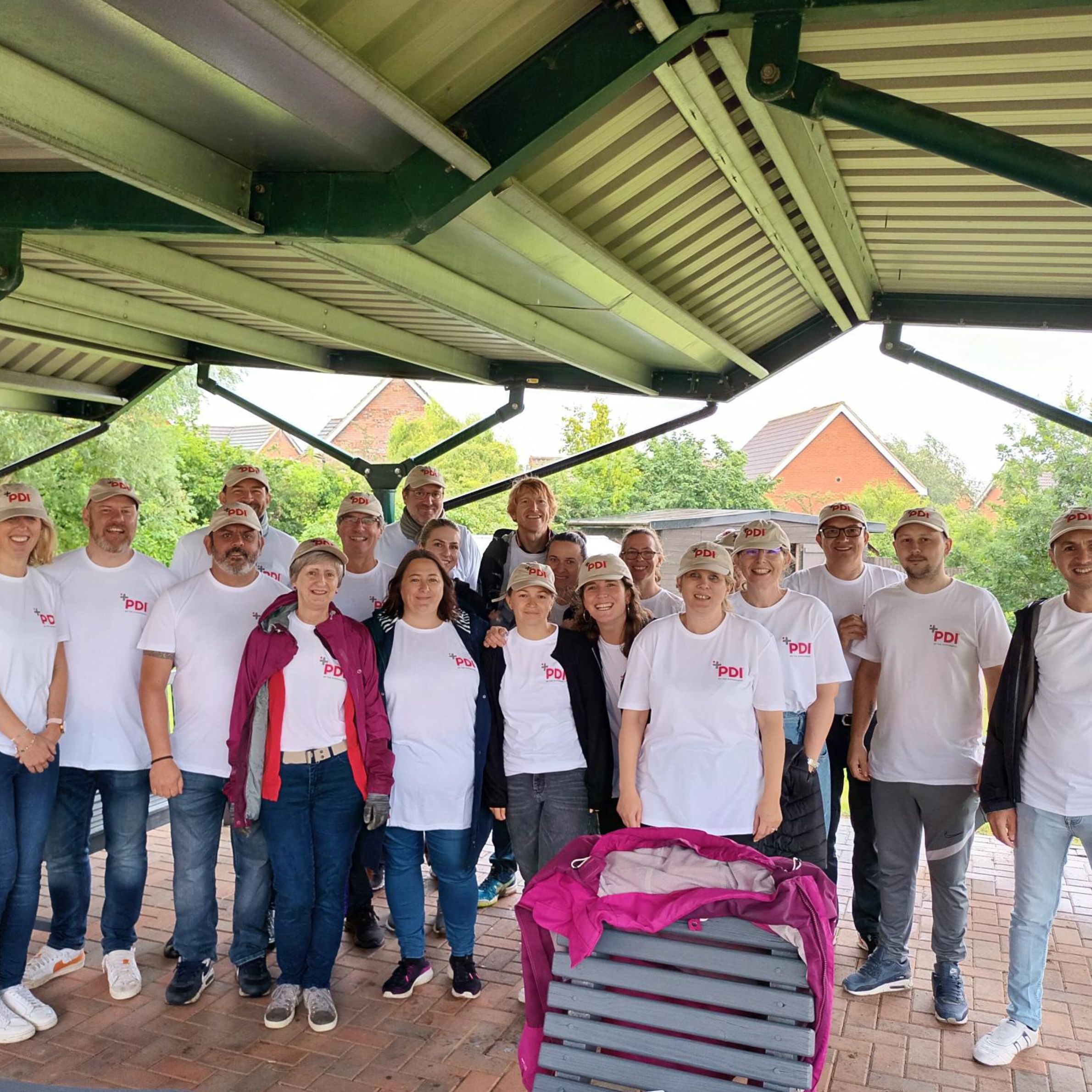 Group photo of the PDI International team at Lakeland Hospice in Corby