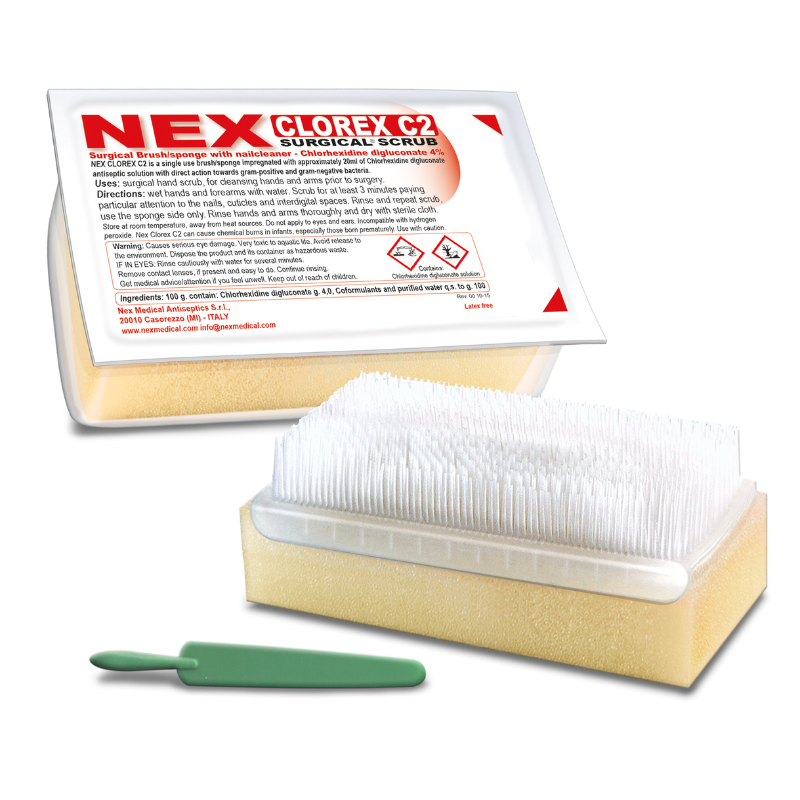 Nex SURGICAL Scrub Brushes with Nail Pick