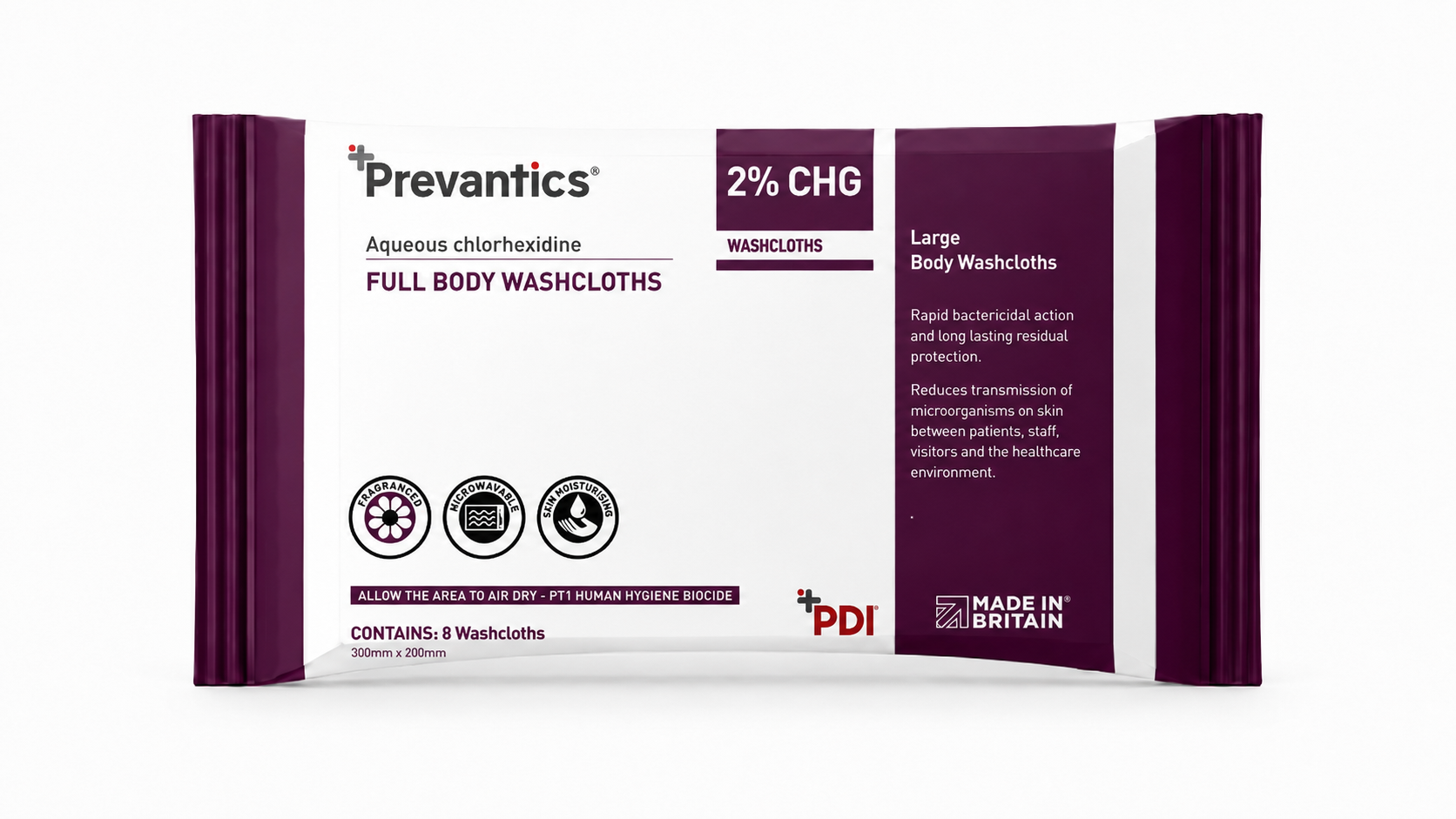Prevantics® 2% CHG full Body Washcloths