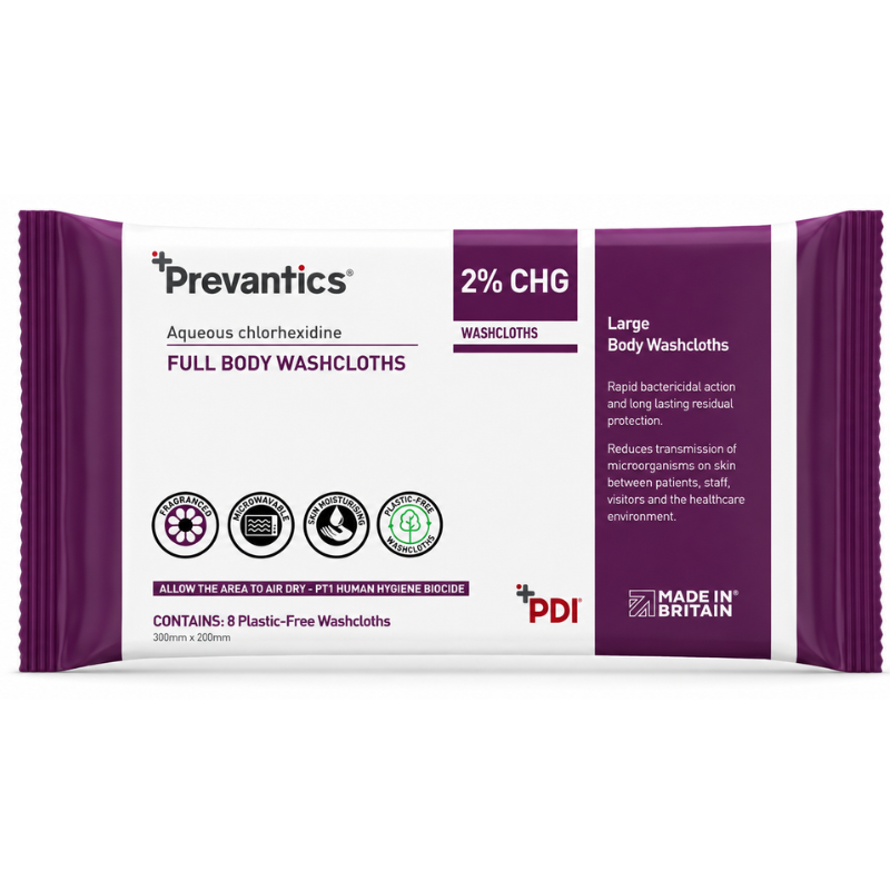 Prevantics® 2% CHG Full Body Washcloths Plastic-Free